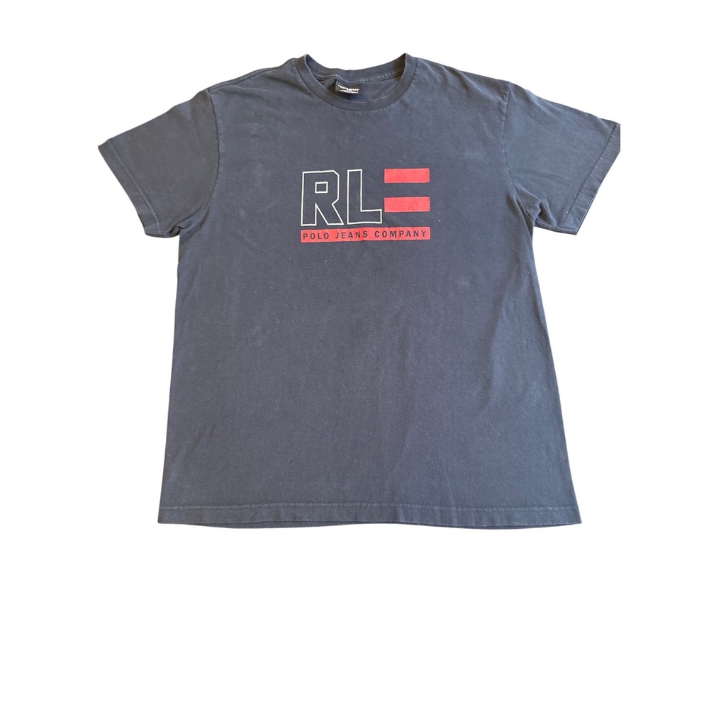 Ralph Lauren Polo Jeans Co‎ RL Logo T Shirt Mens Large Y2K Navy Graphic Tee